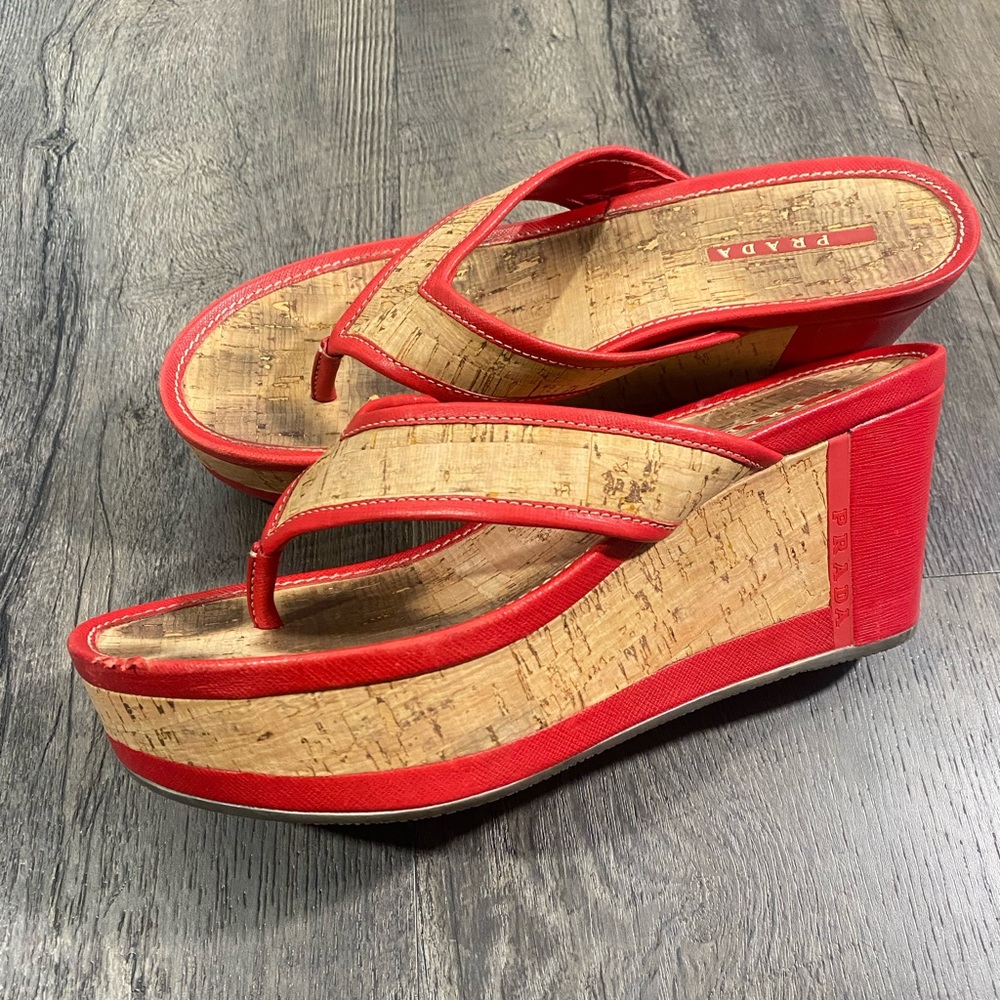 Prada Platform Wedge Sandals - image 1